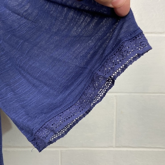 NWT V Cristina Women's Cold Shoulder Embroidered Short Sleeve Blouse Medium Navy - Picture 6 of 10